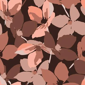 Seamless plants pattern background monochrome blooming flowers , greeting car Stock Illustration