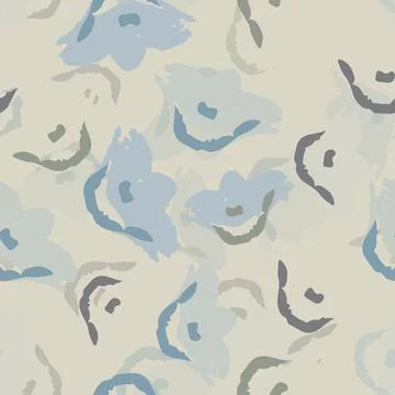 Seamless plants pattern background with monochrome flowers , greeting card or Stock Illustration