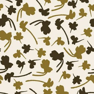 Seamless plants pattern background with monochrome little flowers , greeting  Illustrazione stock