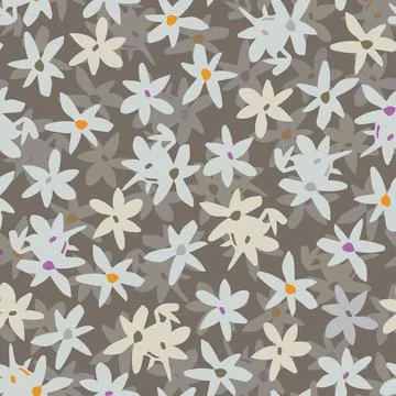 Seamless plants pattern background with natural tiny flowers , greeting card  Stock Illustration