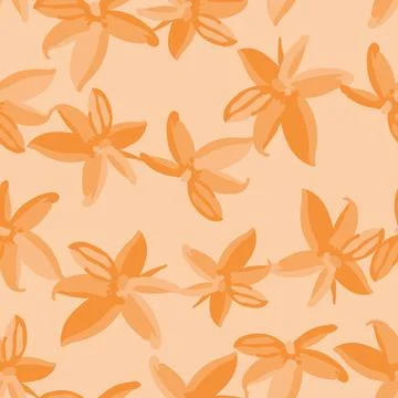 Seamless plants pattern background orange  monochrome leaves , greeting card  Illustrazione stock