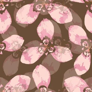 Seamless plants pattern background with orchids , greeting card or fabric Stock Illustration