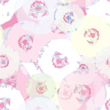 Seamless plants pattern background with pastel abstract flowers , greeting ca Stock Illustration