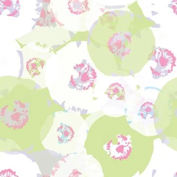 Seamless plants pattern background with pastel circle flowers , greeting card Stock Illustration