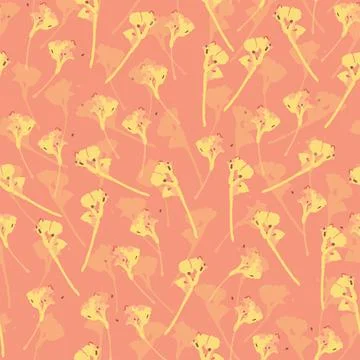 Seamless plants pattern background with pastel tiny flowers , greeting card o Stock Illustration