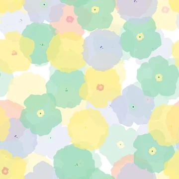 Seamless plants pattern background with pastel fresh blooms , greeting card o Stock Illustration