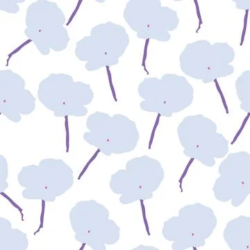 Seamless plants pattern background with simple pastel flowers , greeting card Illustrazione stock