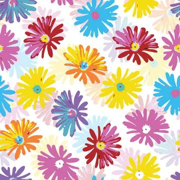 Seamless plants pattern background with summer flower , greeting card or fabr Stock Illustration