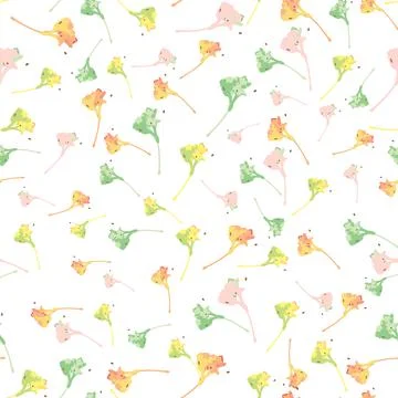 Seamless plants pattern background with tiny flower petals , greeting card or Stock Illustration