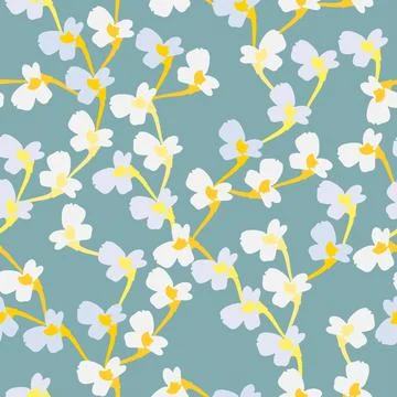 Seamless plants pattern background with tiny flowering vines , greeting card  Stock Illustration