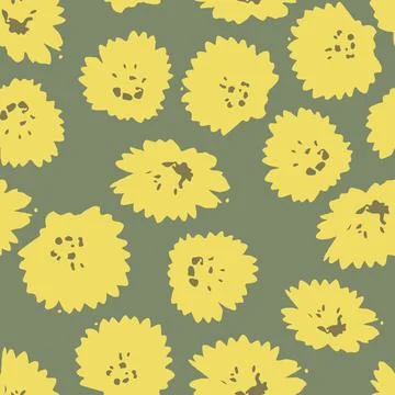 Seamless plants pattern background with tiny yellow flowers , greeting card o Stock Illustration