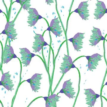 Seamless plants pattern background with twotone flowering vines , greeting ca Illustrazione stock