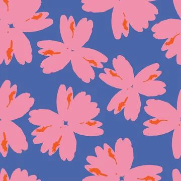 Seamless plants pattern background with  twotone flowers , greeting card or f Stock Illustration