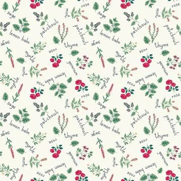 Seamless plants pattern Stock Illustration