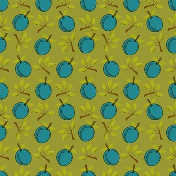 Seamless plum pattern Stock Illustration