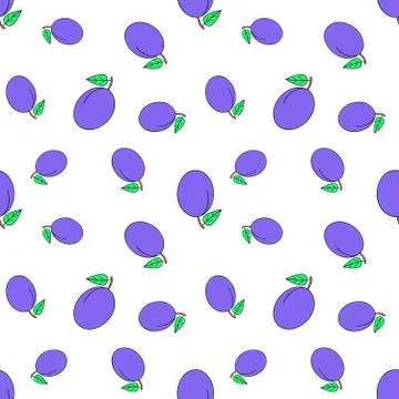 Seamless plum pattern. summer background Stock Illustration