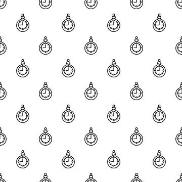 Seamless pocket watch time pattern line art Stock Illustration