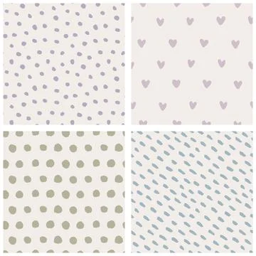 Seamless polka dot, mottled, heart-shaped pattern pastel abstract hand drawn Stockillustratie