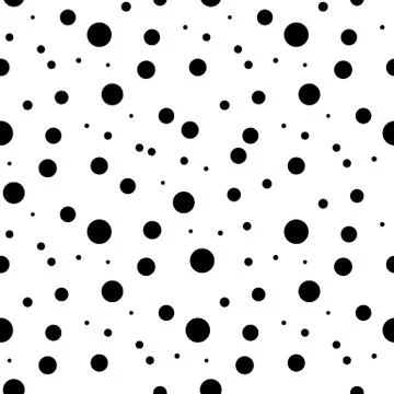 Seamless polka dot pattern. Black dots on white background. Vector illustrati Stock Illustration