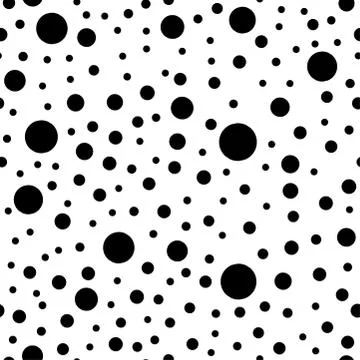 Seamless polka dot pattern of black dots on white background. Stock Illustration