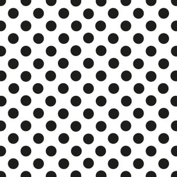 Seamless polka dot pattern. Black dots on white background. Vector illustrati Stock Illustration