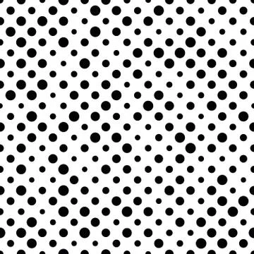Seamless polka dot pattern. Black dots in random sizes on white background Stock Illustration