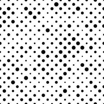 Seamless polka dot pattern. Black dots in random sizes on white background Stock Illustration