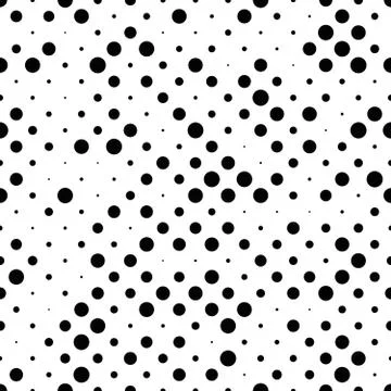 Seamless polka dot pattern. Black dots in random sizes on white background Stock Illustration