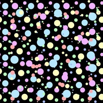 Seamless polka dot pattern with circles of fresh colors on a black background 스톡 일러스트