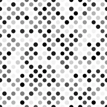 Seamless polka dot pattern. Grey dots in random sizes on white background Stock Illustration