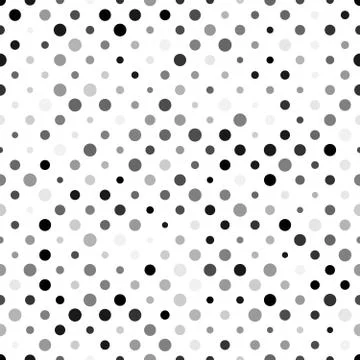 Seamless polka dot pattern. Grey dots in random sizes on white background Stock Illustration