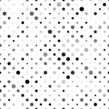 Seamless polka dot pattern. Grey dots in random sizes on white background Stock Illustration