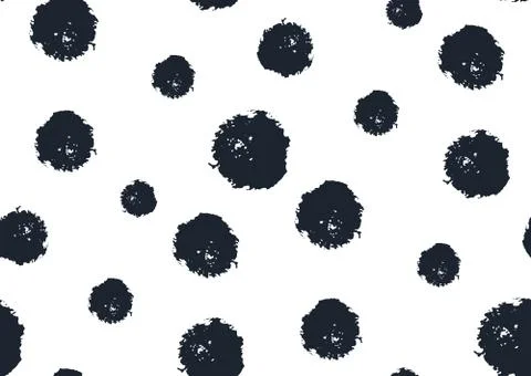 Seamless polka dot pattern. Hand painted grunge circles. Stock Illustration