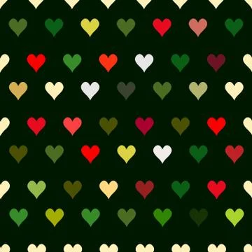 Seamless polka dot pattern with hearts chrismas color style. Vector イラスト素材