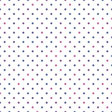 Seamless polka dot pattern. Pink, violet and blue dots in random sizes on white Stockillustratie