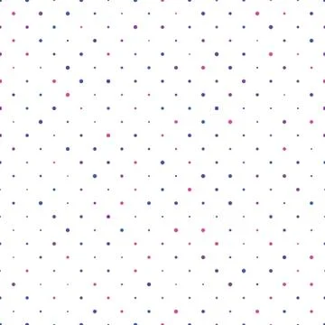 Seamless polka dot pattern. Pink, violet and blue dots in random sizes on white Illustrazione stock