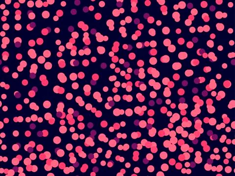 Seamless polka dot pattern. Purple tone on a dark purple background. Vector.. Stockillustratie