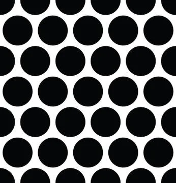 Seamless polka dot pattern in triangular arrangement. Black dots on white Stock Illustration