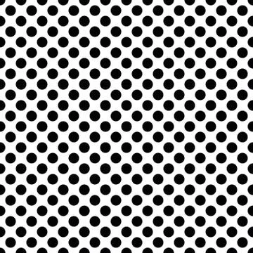 Seamless polka dot pattern in triangular arrangement. Black dots on white Stock Illustration