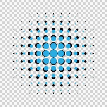 Seamless polka dot pattern with turquoise and black circles. 스톡 일러스트