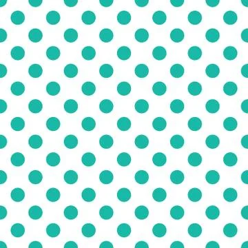 Seamless polka dot pattern vector. Turquoise on white. Polka dots texture. イラスト素材