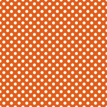 Seamless polka dot pattern vector. White on orange. Polka dots texture. Stock Illustration