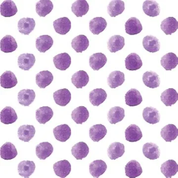Seamless polka dot pattern from watercolor paint violet circles. Stock Illustration