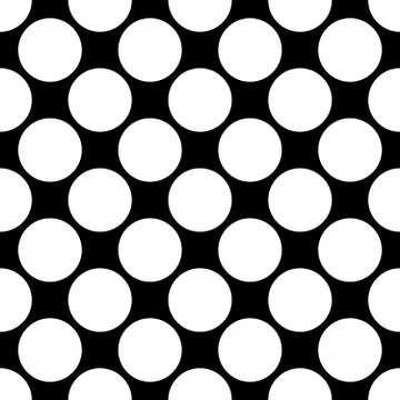 Seamless polka dot pattern. White dots on black background. Vector illustration Stock Illustration