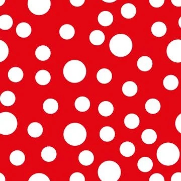 Seamless polka dot pattern. White dots on Red background. Vector illustration Illustrazione stock