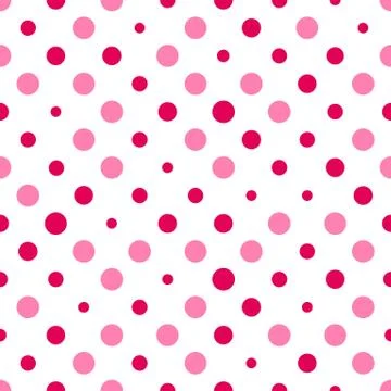 Seamless polka dot texture. Pink on white. Retro polka dots vector. Stock Illustration