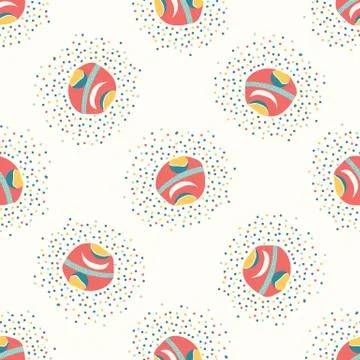 Seamless Polka Dots All Over Print Vector Texture. Modern Cut Out Collage Hand Ilustração Stock