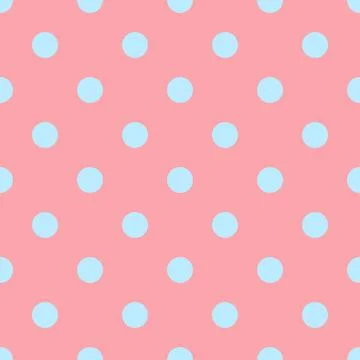 Seamless polka dots pattern of blue dots on a pink background. Stock Illustration