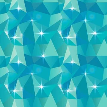 Seamless Polygonal Pattern, Blue Shine Background Stock Illustration