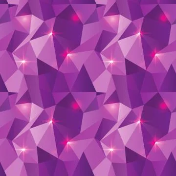Seamless polygonal pattern, purple shine background Stock Illustration